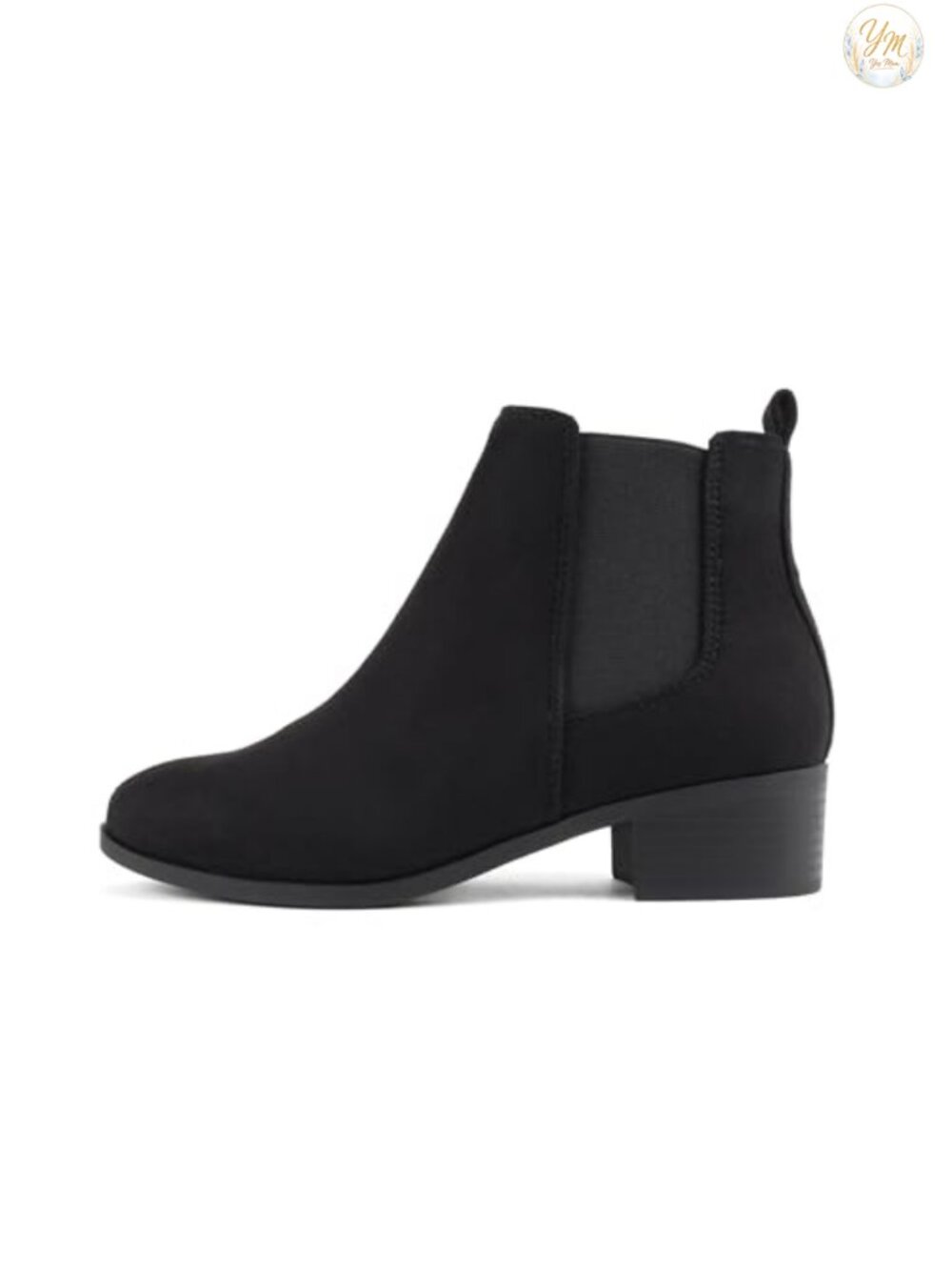 Women's Stack Low Block Heel Chelsea Ankle Bootie Double Elastic Gore